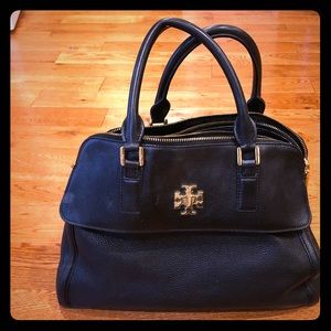 Tory Burch Mercer Leather Dome Satchel Bag, Black